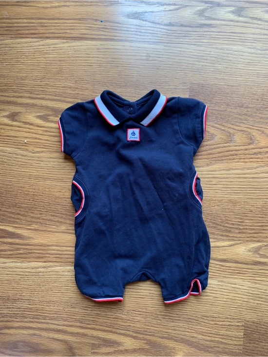Jacadi Other - Jacadi Navy Blue One-Piece Bodysuit with Red and White Trim Baby Size 3 months